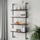 Nathan James Theo Nutmeg Brown 4-Shelf Wood 64inch Black Pipe Metal Frame Floating Wall Mount Shelves Bookcase