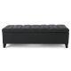 Noble House - Dark Gray Tufted Fabric Storage Bench
