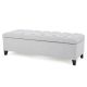Noble House - Light Gray Tufted Fabric Storage Bench