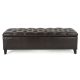 Noble House - Ottilie Brown Leather Storage Bench