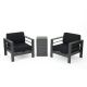 Noble House 3-Piece Metal Patio Conversation Set with Dark Gray Cushions