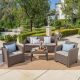Noble House 4-pc Faux Wicker Patio Conversation Set with Mixed Beige Cushions