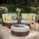 Noble House 4 pc. Plastic Patio Sectional Seating Set w/ Textured Beige Cushions