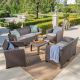 Noble House 5-Piece Plastic Patio Conversation Set w/ Mixed Beige Cushions