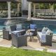 Noble House 5-Piece Wicker Patio Conversation Set w/ Light Gray Cushions