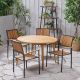 Noble House Alhaven Black 5 pc. Wood Round Outdoor Dining Set