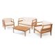 Noble House Alluvion Teak 4-Piece Wood Patio Conversation Set with Cream Cushions