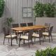 Noble House Amanda 30 in. Brown 9-pc Metal Rectangular Outdoor Dining Set with Cream Cushions