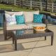 Noble House Antibes Multibrown 2 pc Wicker Patio Conversation Set w/ Beige Cushions