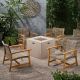Noble House Augusta Natural Finished 5 pc. Wood Patio Fire Pit Seating Set - 67460