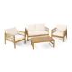 Noble House Bennion Teak 4-Piece Wood Patio Conversation Set with Beige Cushions