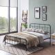 Noble House Berthoud Industrial Queen-Size Charcoal Gray Iron Bed Frame