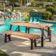 Noble House Boracay Teak Finish/Brushed Grey 3 pc Wood Outdoor Dining Set