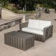 Noble House Cadence Grey 2-Piece Wood Patio Conversation Set with Cream Cushions