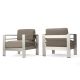 Noble House Caius Khaki 2 pc Aluminum Deep Seating Set w/ Khaki Cushions
