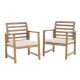 Noble House Cal Natural Stained 2-Piece Acacia Wood Club Chair Patio Deep Seating Set with Cream Cushions