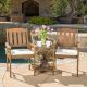 Noble House Cala Cream and Honey Oak 2-pc Meranti Patio Deep Seating Set with Cream Cushions