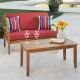 Noble House Caldwell Teak 2-pc Wood Patio Conversation Set with Red Cushions