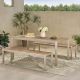 Noble House Cape Coral 30.25 in. Silver 3-pc Aluminum Rectangular Outdoor Dining Set