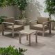 Noble House Cape Coral Silver 3-Piece Aluminum Patio Conversation Set w/ Khaki Cushions
