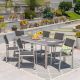 Noble House Cape Coral Silver 7-pc Aluminum and Plastic Outdoor Dining Set with Gray Faux Wood Table Top