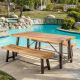 Noble House Catriona Teak 3-pc Wood Rectangular Outdoor Dining Set