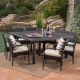 Noble House Chadney 30 in. Multi-Brown 9-pc Metal Square Outdoor Dining Set with Cream Cushions