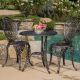 Noble House Cole Bronze 3 pc Aluminum Round Outdoor Bistro Set