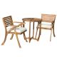 Noble House Coronado Teak 3-pc Wood Round Outdoor Bistro Set w/ Cream Cushions