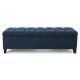 Noble House Dark Blue Tufted Fabric Storage Bench