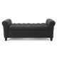 Noble House Dark Gray Tufted Fabric Armed Storage Bench