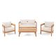 Noble House Deandre Teak 4-Piece 4 Seater Acacia Wood Chat Outdoor Set with Beige Cushions