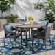 Noble House Donatella Gray 5-pc Wood and Wicker Outdoor Dining Set
