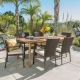 Noble House Emmalynn 7-pc Wood and Wicker Outdoor Dining Set w/ Crme Cushion