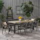 Noble House Espanola 30 in. Grey 9-pc Metal Rectangular Outdoor Dining Set