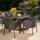 Noble House Faye Multi-Brown 5-pc Wicker Square Outdoor Dining Set