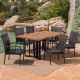 Noble House Fossili Multi-Brown 7-Piece Wicker Outdoor Dining Set