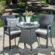 Noble House Gray 3-pc Plastic Round Outdoor Dining Set with Gray Cushion
