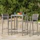 Noble House Gray 3-pc Wicker Square Outdoor Bar Height Bistro Set