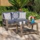 Noble House Grenada Gray 2-pc Wood Patio Conversation Set w/ Dark Gray Cushions