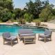 Noble House Grenada Grey 4-Piece Wood Patio Conversation Set w/ Dark Grey Cushions