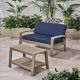 Noble House Grenada Grey Finished 2-Piece Wood Patio Conversation Set w/ Sunbrella Navy Blue Cushions
