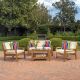 Noble House Grenada Teak 4-pc Wood Patio Conversation Set with Beige Cushions