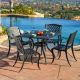 Noble House Hallandale Black 5 pc Aluminum Square Outdoor Dining Set