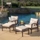 Noble House Honolulu Brown 5-pc Wicker Patio Conversation Set with Tan Cushions