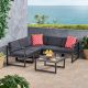 Noble House Jameson 6 pc. Aluminum Outdoor Sectional Set w/ Dark Grey Cushions
