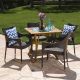 Noble House Jaxen 5-pc Wood and Wicker Square Outdoor Dining Set with Stacking Chairs
