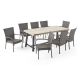 Noble House Jefferson 30 in. Sandblast Light Grey 9-pc Metal Rectangular Outdoor Dining Set