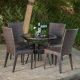 Noble House Josh Multi-Brown 5-Piece Plastic Outdoor Dining Set