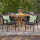 Noble House Kaleb 5-pc Wood and Wicker Round Outdoor Dining Set w/ Stacking Chairs